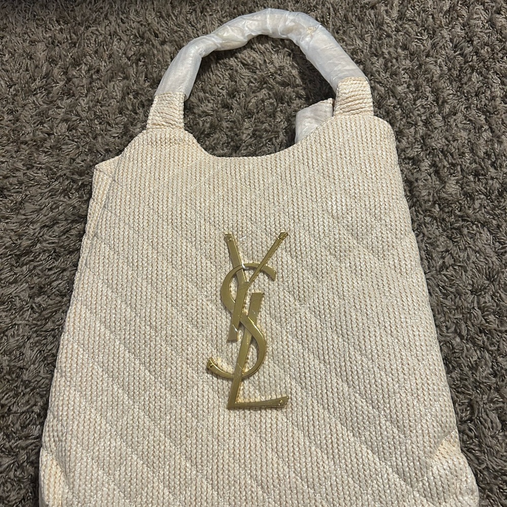 Yves Saint Laurent Cream Quilted Tote Bag